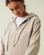 Chloe zip hood, light brown melange