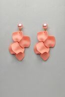 Pearl leaf earrings, coral