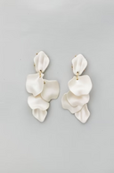 Leaf earrings, pearl white