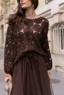 Rosette blouse, marron