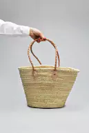 Straw bag classic L, nude