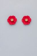 Flower small earrings, red