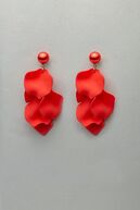 Pearl leaf earrings, red
