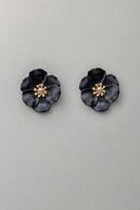 Flower small earrings, pearl black