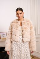 Paula faux fur jacket, beige