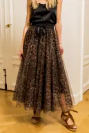 Aria leopard tulle skirt, black