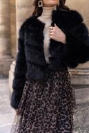 Paula faux fur jacket, noir