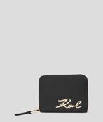 K/Signature medium zip wallet, black/gold